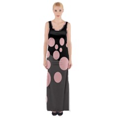 Pink Dots Maxi Thigh Split Dress by Valentinaart