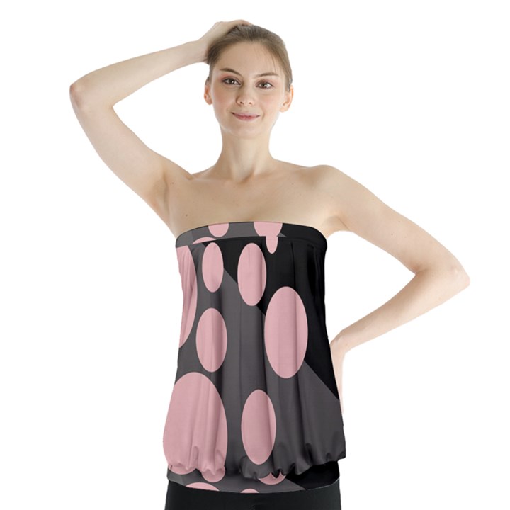 Pink dots Strapless Top