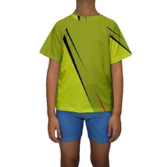 Yellow Elegant Design Kid s Short Sleeve Swimwear