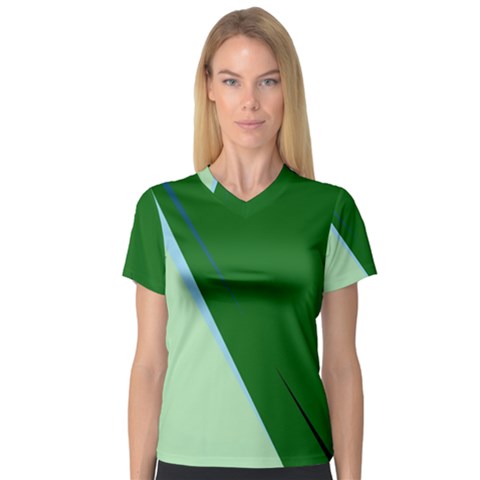 Green Design Women s V-neck Sport Mesh Tee by Valentinaart