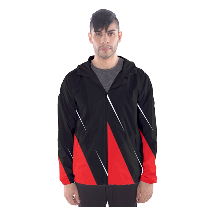 Black and red design Hooded Wind Breaker (Men)