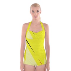 Yellow Design Boyleg Halter Swimsuit  by Valentinaart