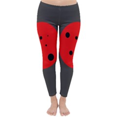 Red Circle Winter Leggings  by Valentinaart