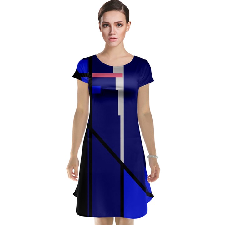 Blue abstraction Cap Sleeve Nightdress