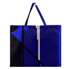 Blue Abstraction Zipper Large Tote Bag by Valentinaart