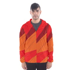 Red And Orange Decorative Abstraction Hooded Wind Breaker (men) by Valentinaart