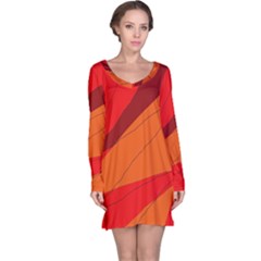 Red And Orange Decorative Abstraction Long Sleeve Nightdress by Valentinaart