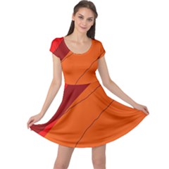 Red And Orange Decorative Abstraction Cap Sleeve Dresses by Valentinaart