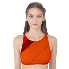 Red And Orange Decorative Abstraction Tank Bikini Top by Valentinaart