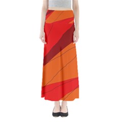 Red And Orange Decorative Abstraction Maxi Skirts by Valentinaart