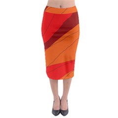 Red And Orange Decorative Abstraction Midi Pencil Skirt