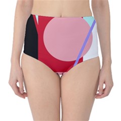 Decorative Geomeric Abstraction High-waist Bikini Bottoms by Valentinaart