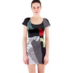 Decorative Abstraction Short Sleeve Bodycon Dress