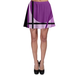 Purple Geometrical Abstraction Skater Skirt