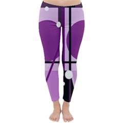 Purple Geometrical Abstraction Winter Leggings  by Valentinaart