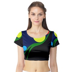 Falling  Ball Short Sleeve Crop Top (tight Fit)