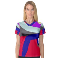 Crazy Abstraction Women s V-neck Sport Mesh Tee