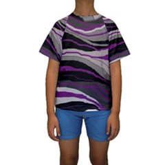 Purple And Gray Decorative Design Kid s Short Sleeve Swimwear by Valentinaart