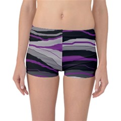Purple And Gray Decorative Design Reversible Boyleg Bikini Bottoms by Valentinaart