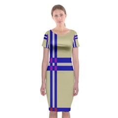 Elegant lines Classic Short Sleeve Midi Dress