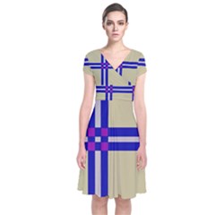 Elegant lines Short Sleeve Front Wrap Dress