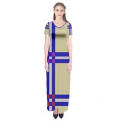 Elegant lines Short Sleeve Maxi Dress