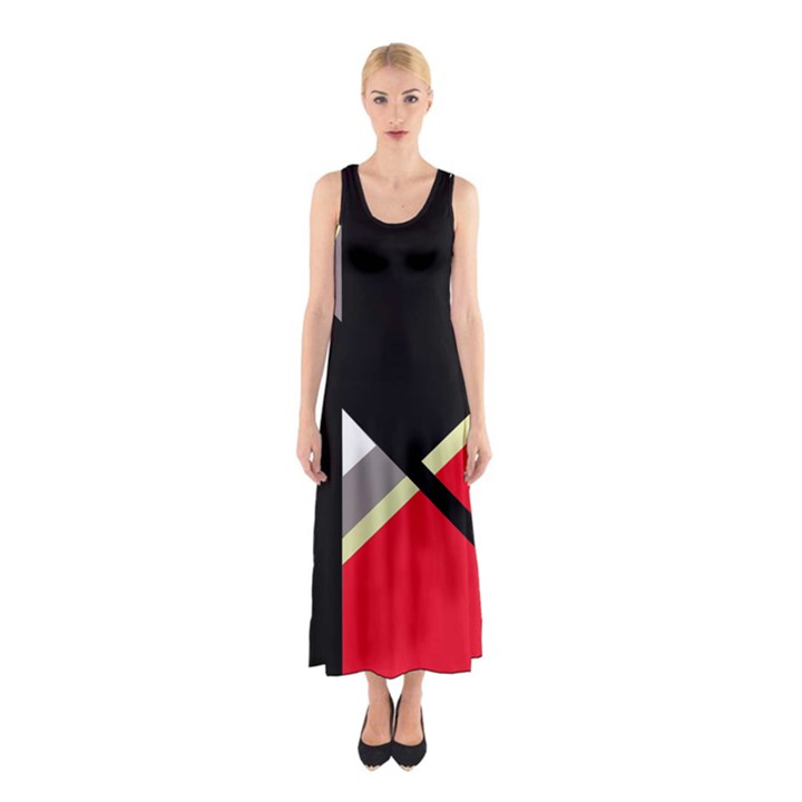 Red and black abstraction Sleeveless Maxi Dress