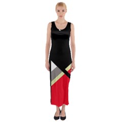 Red And Black Abstraction Fitted Maxi Dress by Valentinaart
