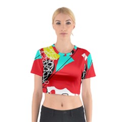Colorful Abstraction Cotton Crop Top by Valentinaart