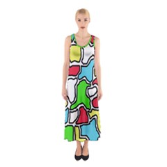 Colorful abtraction Sleeveless Maxi Dress