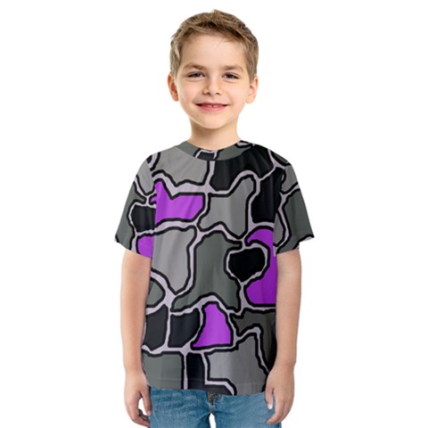 Purple And Gray Abstraction Kid s Sport Mesh Tee by Valentinaart