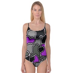 Purple And Gray Abstraction Camisole Leotard 