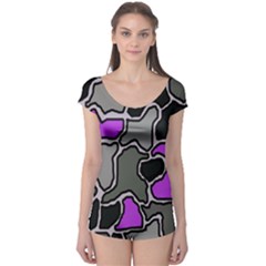 Purple And Gray Abstraction Boyleg Leotard  by Valentinaart