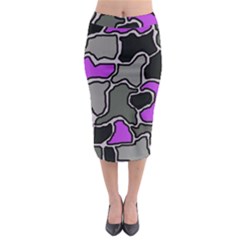Purple And Gray Abstraction Midi Pencil Skirt by Valentinaart