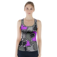 Purple And Gray Abstraction Racer Back Sports Top by Valentinaart