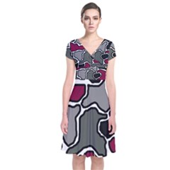 Decorative abstraction Short Sleeve Front Wrap Dress