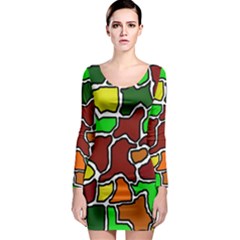 Africa Abstraction Long Sleeve Bodycon Dress by Valentinaart