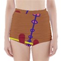 Brown abstraction High-Waisted Bikini Bottoms View1