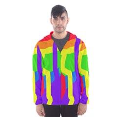 Rainbow Abstraction Hooded Wind Breaker (men) by Valentinaart