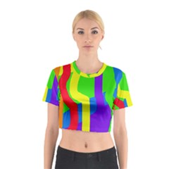 Rainbow Abstraction Cotton Crop Top by Valentinaart