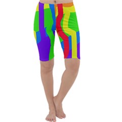 Rainbow Abstraction Cropped Leggings  by Valentinaart