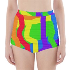 Rainbow Abstraction High-waisted Bikini Bottoms by Valentinaart