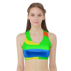 Rainbow Abstraction Sports Bra With Border by Valentinaart