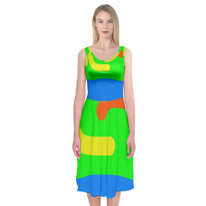 Rainbow abstraction Midi Sleeveless Dress