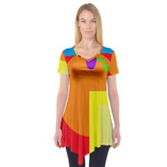 Colorful Abstraction Short Sleeve Tunic  by Valentinaart