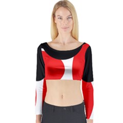 Red, Black And White Long Sleeve Crop Top by Valentinaart