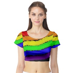 Rainbow Short Sleeve Crop Top (Tight Fit)