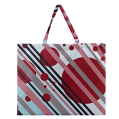 Colorful Lines And Circles Zipper Large Tote Bag by Valentinaart