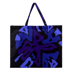 Deep Blue Abstraction Zipper Large Tote Bag by Valentinaart