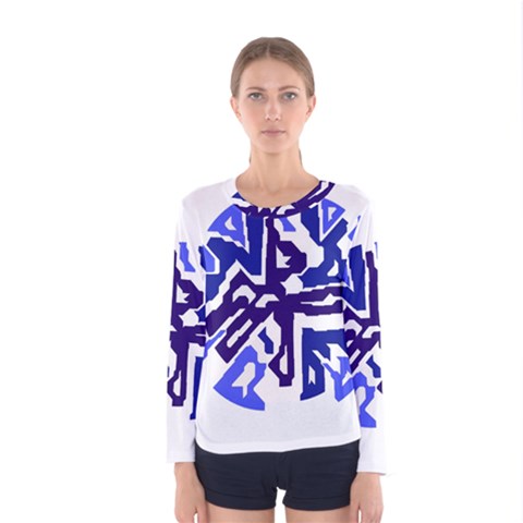 Deep Blue Abstraction Women s Long Sleeve Tee by Valentinaart